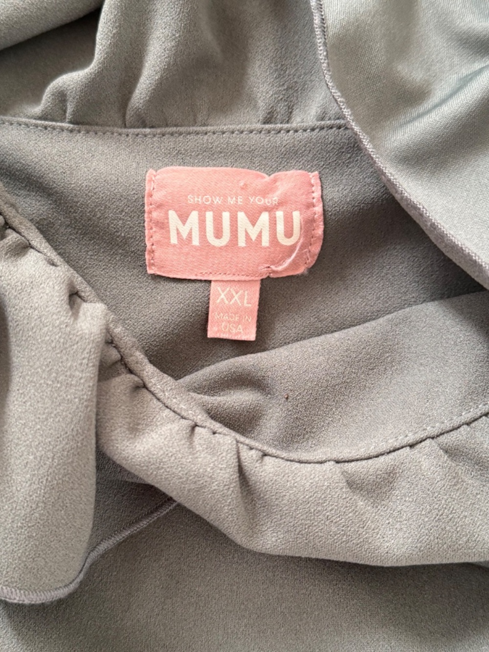 Show Me Your Mumu Greta Midi Dress Silver Sage Stretch Crepe Size XXL - Picture 4 of 4